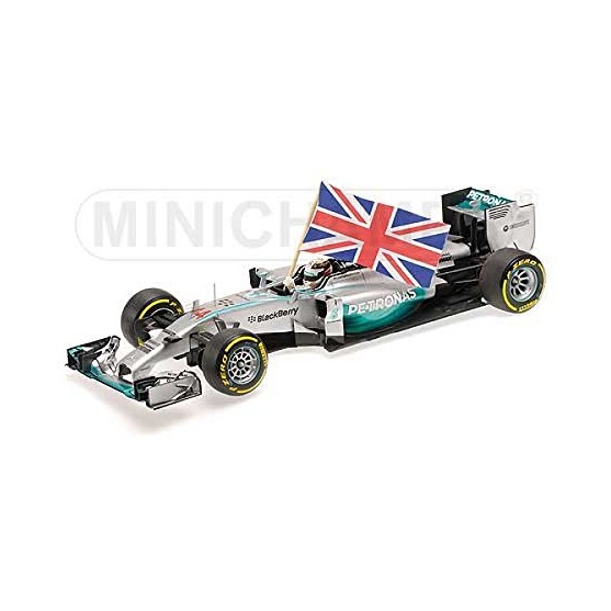 Mercedes Amg Petronas W05 F1 2014 Winner Abu Dhabi Lewis Hamilton + con bandiera 1:43